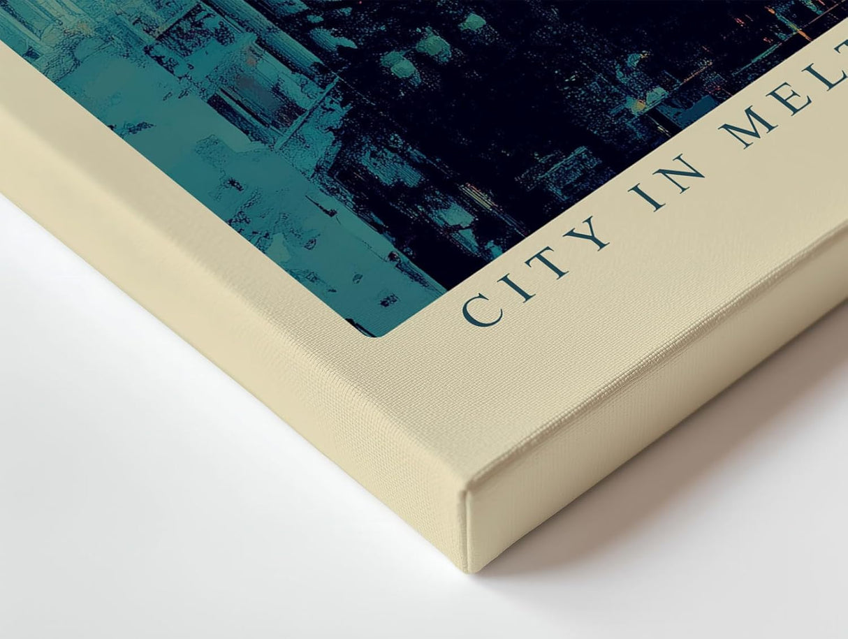 Paul Sinus Wandbild 120x80cm City in Melting Light moderne Stadtlandschaft bei Sonnenuntergang abstrakte Architektur Kunst Poster für Wohnzimmer Büro
