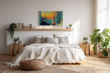 Paul Sinus Wandbild 120x80cm City in Melting Light moderne Stadtlandschaft bei Sonnenuntergang abstrakte Architektur Kunst Poster für Wohnzimmer Büro