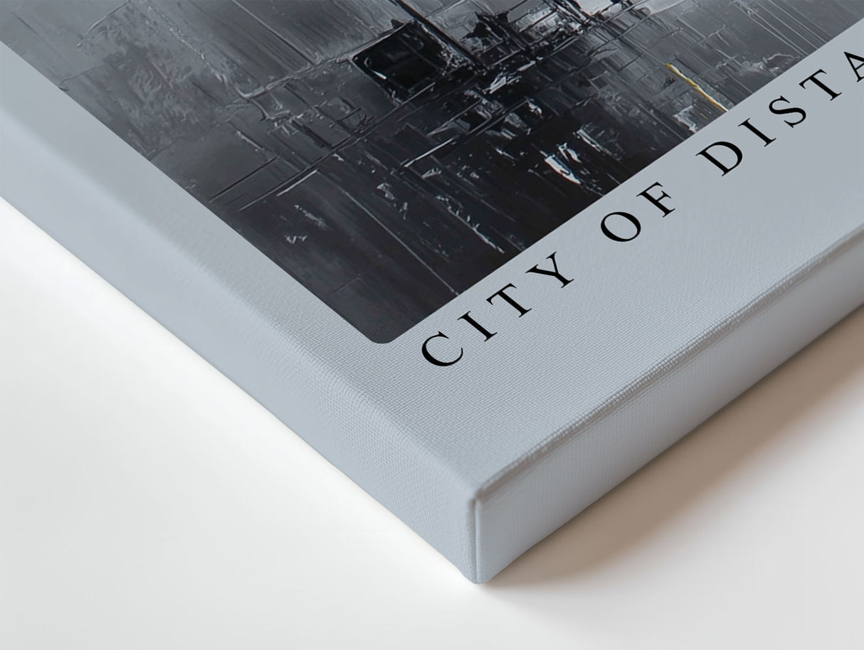 Paul Sinus Wandbild City of Distant Dreams – Nebelverhangene Brückenszene mit Stadt im Hintergrund, Symbol für Sehnsucht, Bewegung und urbane Poesie