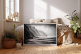 Paul Sinus Wandbild 120x80cm Cliffs Fade into Mist dramatische schwarz weiß Küstenlandschaft mit Klippen und Meer moderne Natur Fotokunst Poster für Wohnzimmer Büro