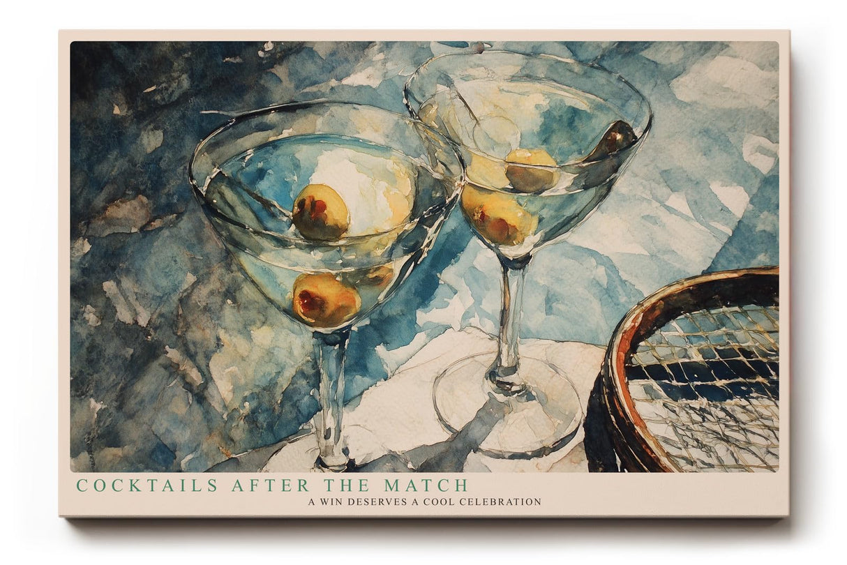 Paul Sinus Wandbild 120x80cm Cocktails Stillleben modern blau Aquarell Kunst Kunstdruck grosses Kunstbild stilvolle Wanddekoration fuer Wohnzimmer Kueche Bar Büro
