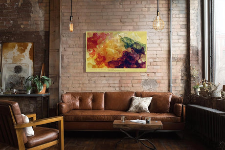 Paul Sinus Wandbild 120x80cm Color in Soft Waves Abstrakte Farbwolken Kunst in Rot Gelb Gruen Modernes Design Wandbild 120x80cm fuer Wohnzimmer und Büro