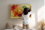 Paul Sinus Wandbild 120x80cm Color in Soft Waves Abstrakte Farbwolken Kunst in Rot Gelb Gruen Modernes Design Wandbild 120x80cm fuer Wohnzimmer und Büro