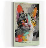 Paul Sinus Wandbild in 40x60cm Colorful Cutie – farbenfrohes Katzenportrait in moderner Maltechnik für kreative Wohnraumgestaltung