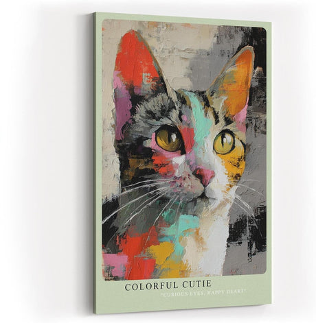 Paul Sinus Wandbild in 40x60cm Colorful Cutie – farbenfrohes Katzenportrait in moderner Maltechnik für kreative Wohnraumgestaltung