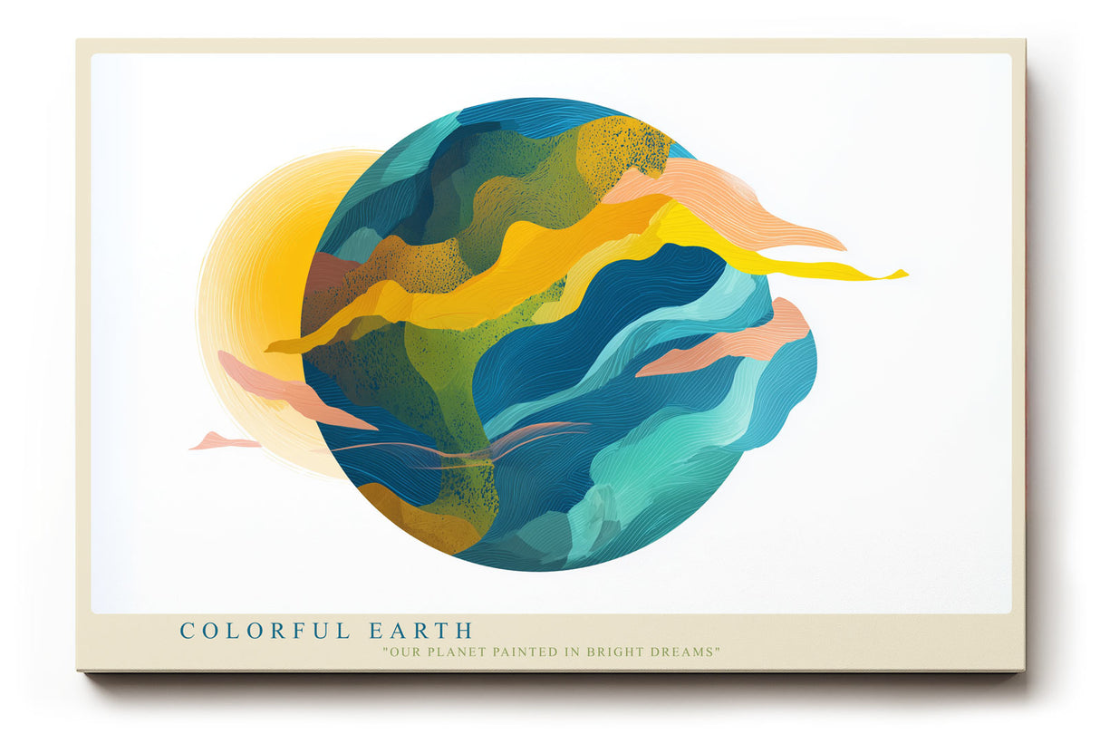 Paul Sinus Wandbild Colorful Earth abstraktes Planetenmotiv in leuchtenden Farben für moderne Räume mit künstlerischer und nachhaltiger Botschaft