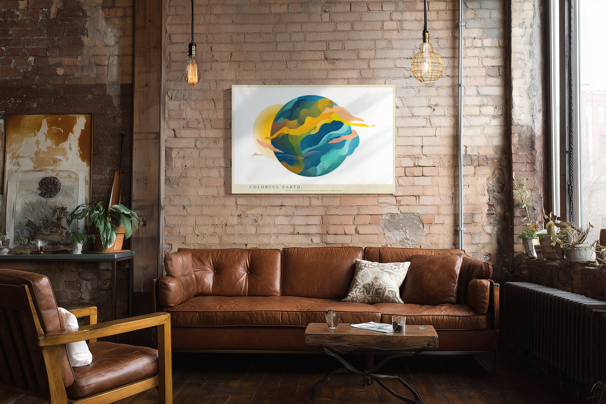 Paul Sinus Wandbild Colorful Earth abstraktes Planetenmotiv in leuchtenden Farben für moderne Räume mit künstlerischer und nachhaltiger Botschaft