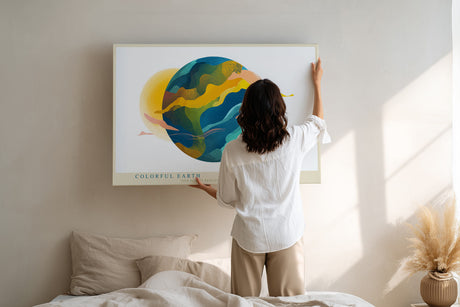 Paul Sinus Wandbild Colorful Earth abstraktes Planetenmotiv in leuchtenden Farben für moderne Räume mit künstlerischer und nachhaltiger Botschaft