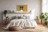 Paul Sinus Wandbild 120x80cm cooler Hund mit Sonnenbrille Illustration Pop Art Tiermotiv gelb schwarz modernes Humor Kunstbild stilvolle Wanddekoration für Wohnzimmer Küche Büro