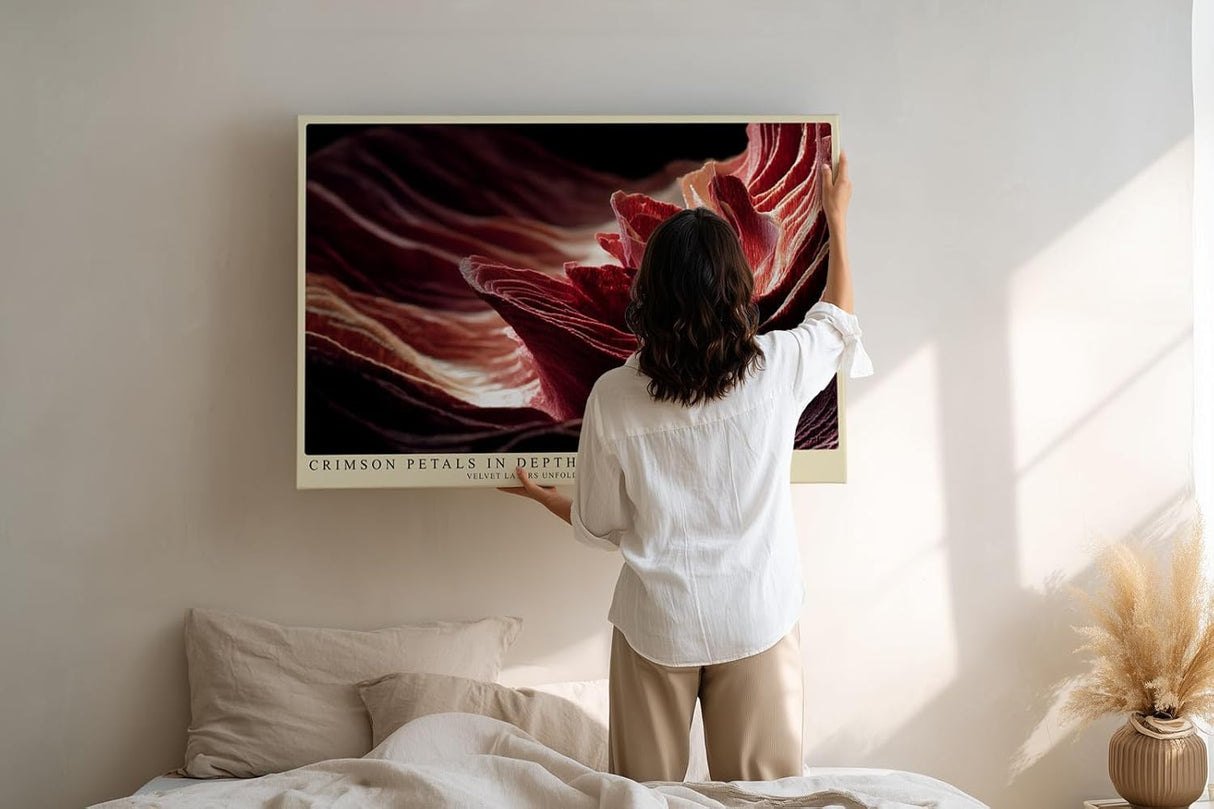 Paul Sinus Wandbild 120x80cm Crimson Petals in Depth Abstrakte Bluetenstruktur in Rot Modernes Kunstbild fuer Wohnzimmer Schlafzimmer und Büro