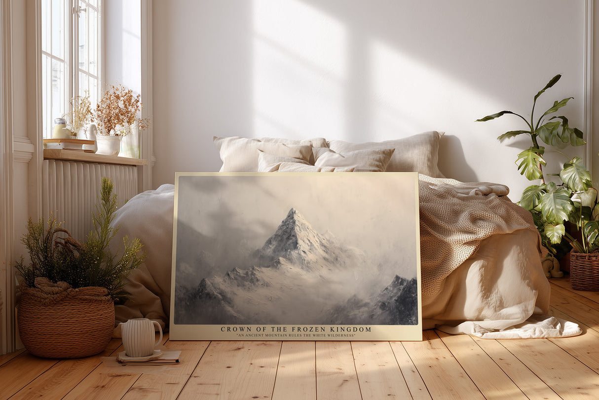 Paul Sinus Wandbild Crown of the Frozen Kingdom majestätische Berglandschaft in monochromer Farbgebung mit kraftvoller Präsenz