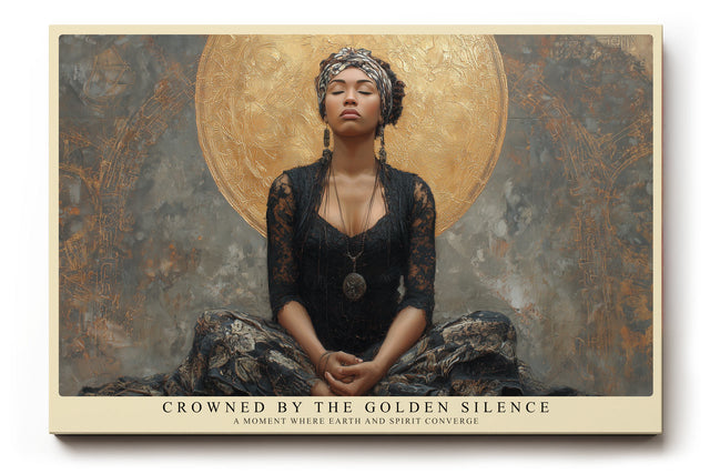 Paul Sinus Wandbild Crowned by the Golden Silence Meditative Portrait with Spiritual Balance and Earthly Grace