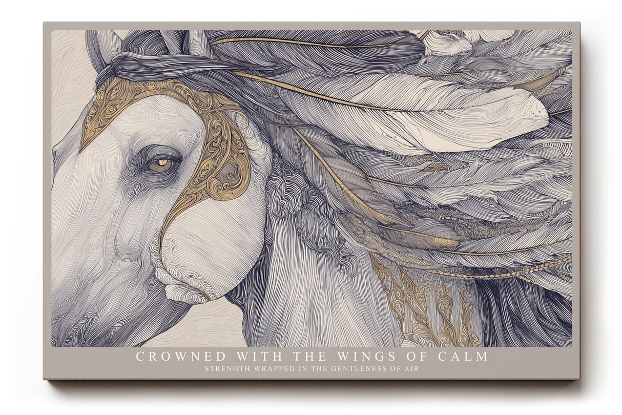 Paul Sinus Wandbild Crowned with the Wings of Calm Majestic Horse with Golden Grace and Airy Elegance