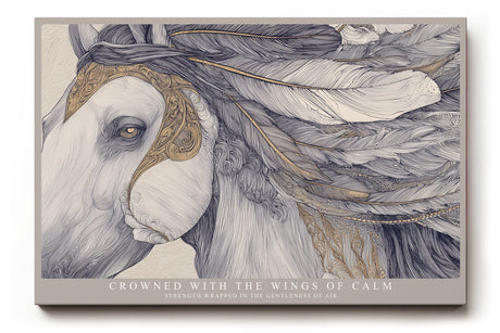 Paul Sinus Wandbild Crowned with the Wings of Calm Majestic Horse with Golden Grace and Airy Elegance