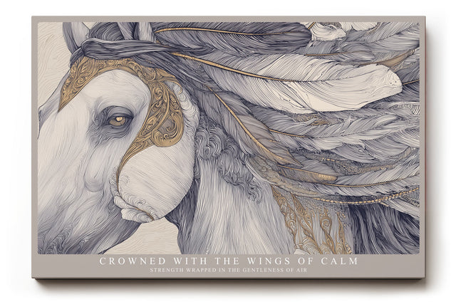 Paul Sinus Wandbild Crowned with the Wings of Calm Majestic Horse with Golden Grace and Airy Elegance