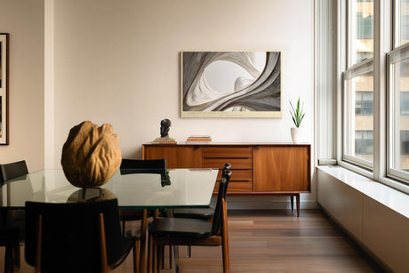 Paul Sinus Wandbild 120x80cm Curves Without End abstrakte Architektur Formen beige minimalistische Kunst modernes Wandbild 120x80cm für Wohnzimmer Büro Flur