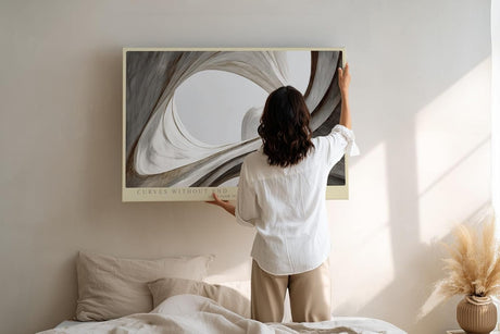 Paul Sinus Wandbild 120x80cm Curves Without End abstrakte Architektur Formen beige minimalistische Kunst modernes Wandbild 120x80cm für Wohnzimmer Büro Flur