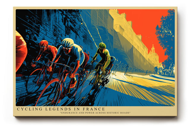 Paul Sinus Wandbild Cycling Legends in France – Hommage an Ausdauer und Geschwindigkeit auf historischen Straßen