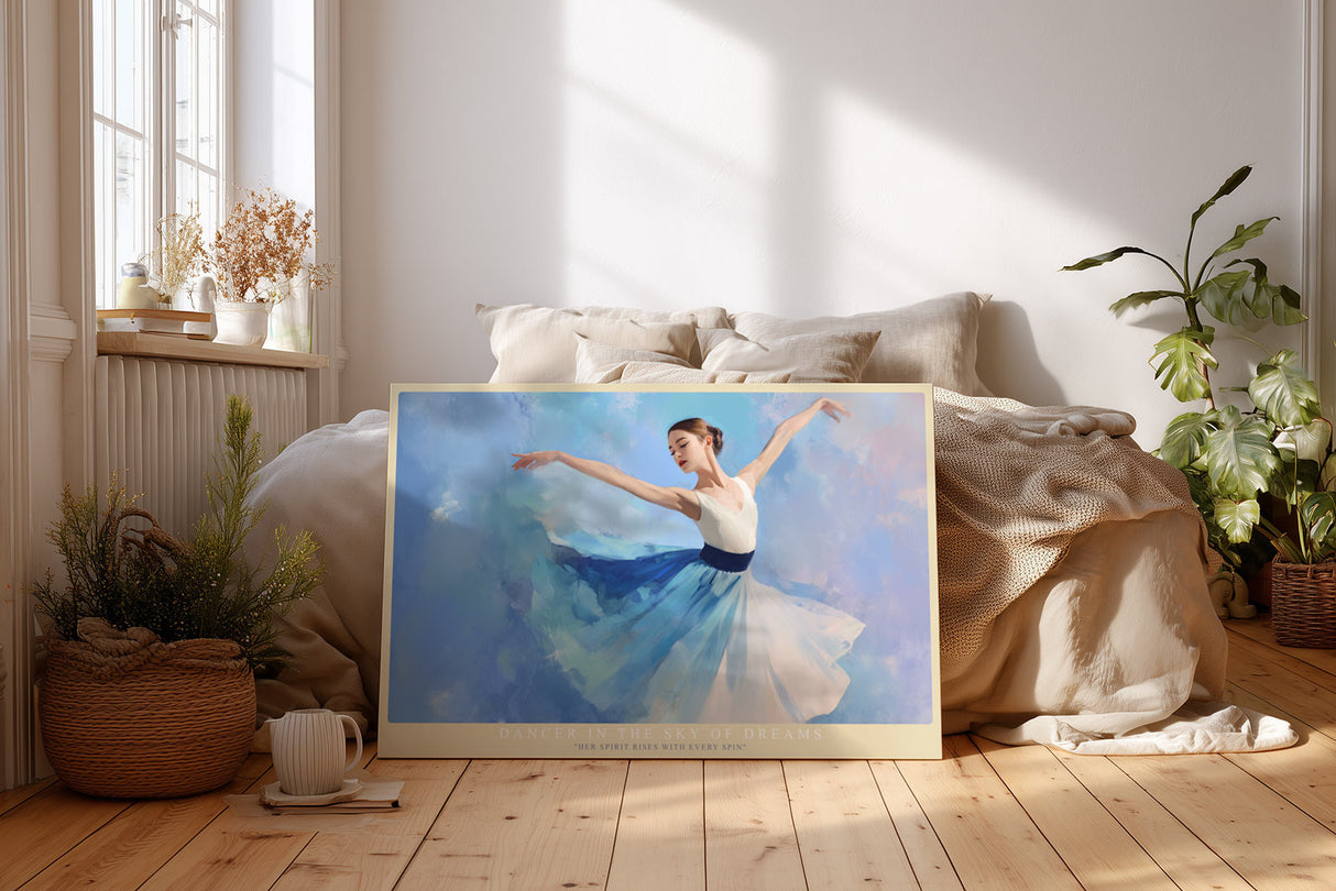 Paul Sinus Wandbild Dancer in the Sky of Dreams elegante Tänzerin in Blau Weiß mit anmutiger Bewegung und traumhafter Leichtigkeit