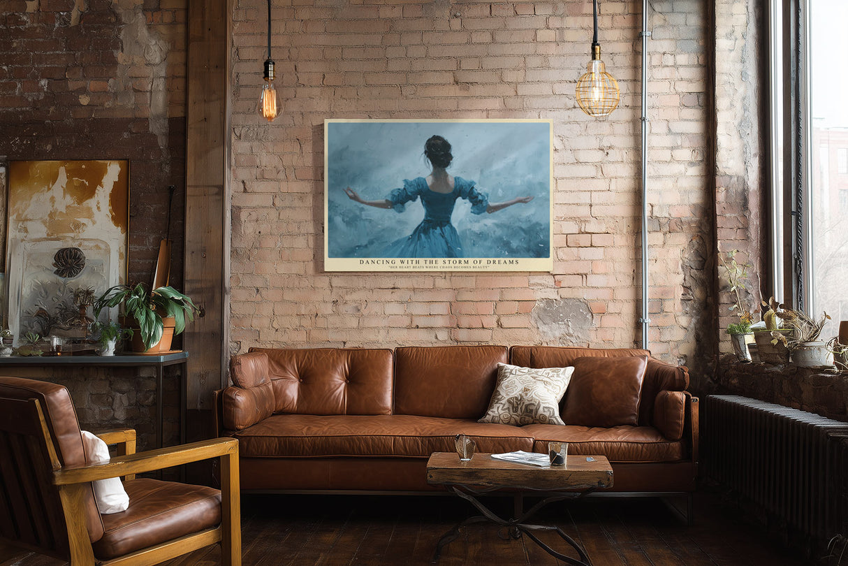 Paul Sinus Wandbild Dancing With the Storm of Dreams – Ausdrucksstarke Dynamik und poetische Emotion in blauer Eleganz
