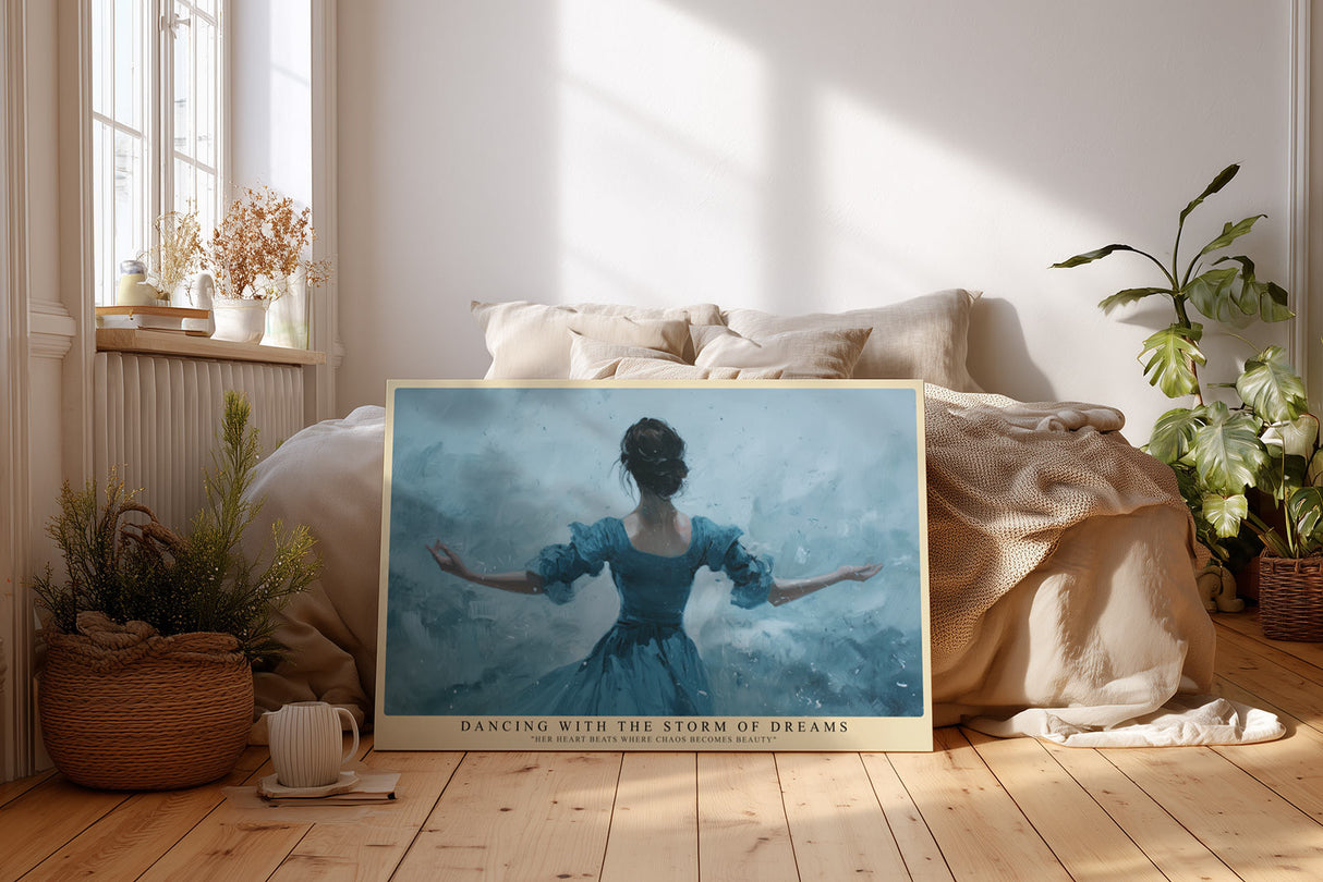 Paul Sinus Wandbild Dancing With the Storm of Dreams – Ausdrucksstarke Dynamik und poetische Emotion in blauer Eleganz