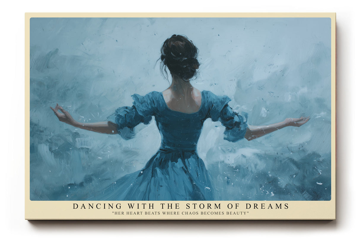 Paul Sinus Wandbild Dancing With the Storm of Dreams – Ausdrucksstarke Dynamik und poetische Emotion in blauer Eleganz
