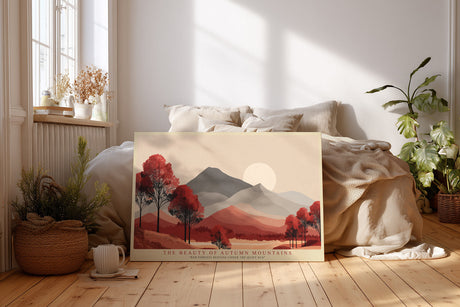 Paul Sinus Wandbild Die Schönheit der Herbstberge – Rotgoldene Wälder im Licht der Sonne
