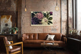 Paul Sinus Wandbild 120x80cm Digitale Rosen Kunst in Rosa Violett und Grün Moderne Blumen Collage für Wohnzimmer Schlafzimmer Büro