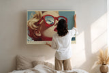 Paul Sinus Wandbild Discover Swiss Alpine Beauty – Retro-inspiriertes Porträt mit Bergreflexion – Stilvolles Wandbild voller Eleganz und Abenteuerlust.