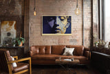 Paul Sinus Wandbild 120x80cm Divided Light Silent Soul modernes abstraktes Portrait in Blau und Gold Poster für Wohnzimmer Büro