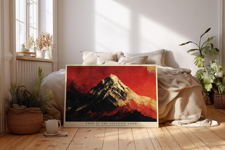 Paul Sinus Wandbild 120x80cm dramatische Berglandschaft rot schwarz modern Vulkan Himmel Kunstdruck grosses Wandbild 120x80cm kraftvolle Natur Wanddekoration fuer Wohnzimmer Büro