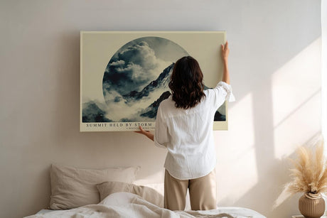 Paul Sinus Wandbild 120x80cm Dramatische Berglandschaft Wolken moderne Natur Kunst Wanddekoration Berge Landschaft Wohnzimmer