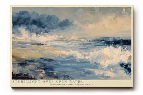 Paul Sinus Wandbild 120x80cm Dramatische Meereslandschaft mit Wellen und Wolken Moderne Naturkunst in Blau und Beige