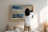 Paul Sinus Wandbild 120x80cm Dramatische Meereslandschaft mit Wellen und Wolken Moderne Naturkunst in Blau und Beige