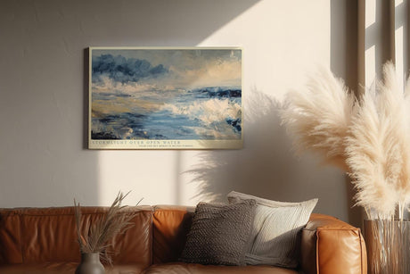 Paul Sinus Wandbild 120x80cm Dramatische Meereslandschaft mit Wellen und Wolken Moderne Naturkunst in Blau und Beige