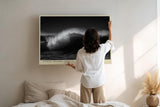 Paul Sinus Wandbild 120x80cm dramatische Ozeanwelle schwarz weiss Meeresfotografie kraftvolle Natur Kunstdruck moderne