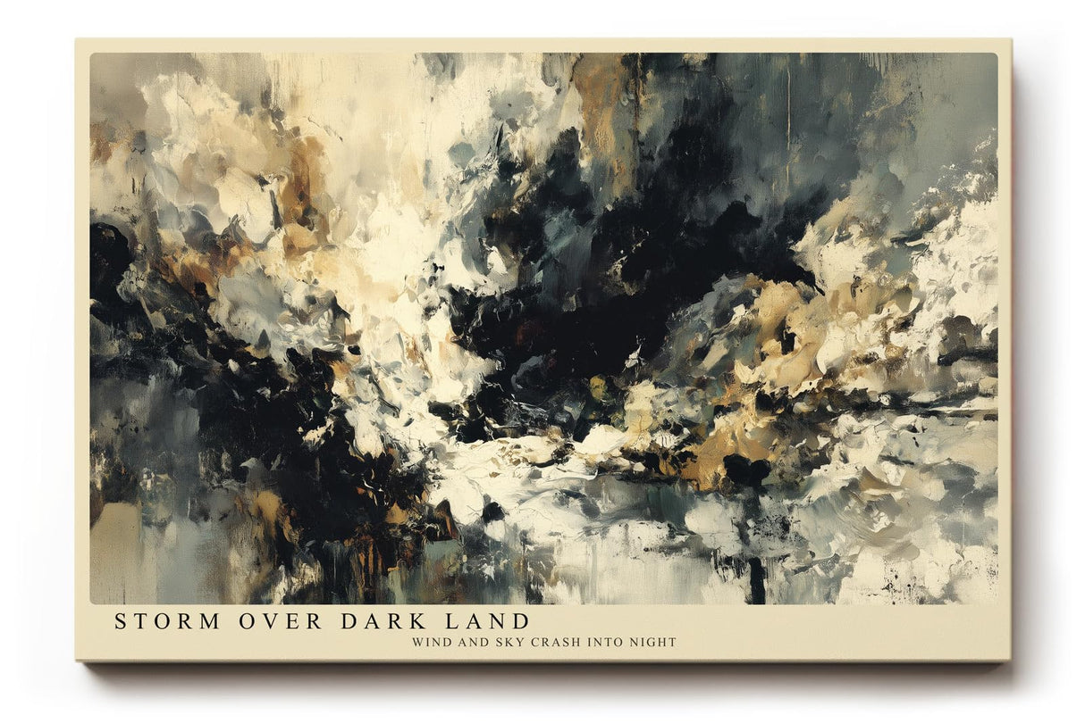 Paul Sinus Wandbild 120x80cm Dramatischer Sturm über Landschaft Abstrakte Natur Kunst in Beige Schwarz Wanddekoration