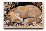 Paul Sinus Wandbild Dreaming Fox in Silent Bloom träumerisches Tiermotiv mit schlafendem Fuchs umgeben von Blumen in warmen Naturtönen