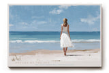 Paul Sinus Wandbild Dreams by the Sea – Frau im weißen Kleid am Meer im sanften Sonnenlicht