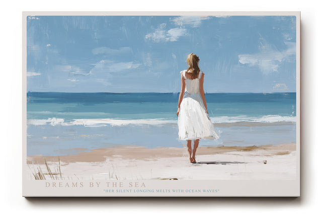 Paul Sinus Wandbild Dreams by the Sea – Frau im weißen Kleid am Meer im sanften Sonnenlicht
