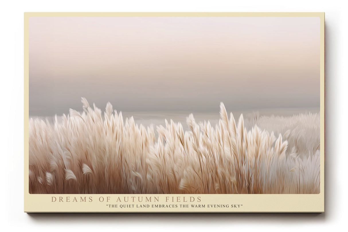 Paul Sinus Wandbild Dreams of Autumn Fields – Sanfte Abendstimmung über herbstlichen Gräsern in warmen Naturtönen, Symbol für Gelassenheit und natürliche Schönheit