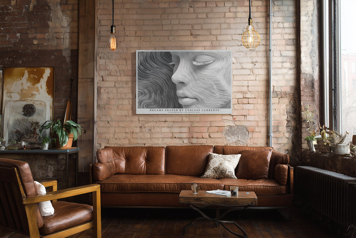 Paul Sinus Wandbild Dreams Shaped by Endless Currents Abstract Portrait in Flowing Lines