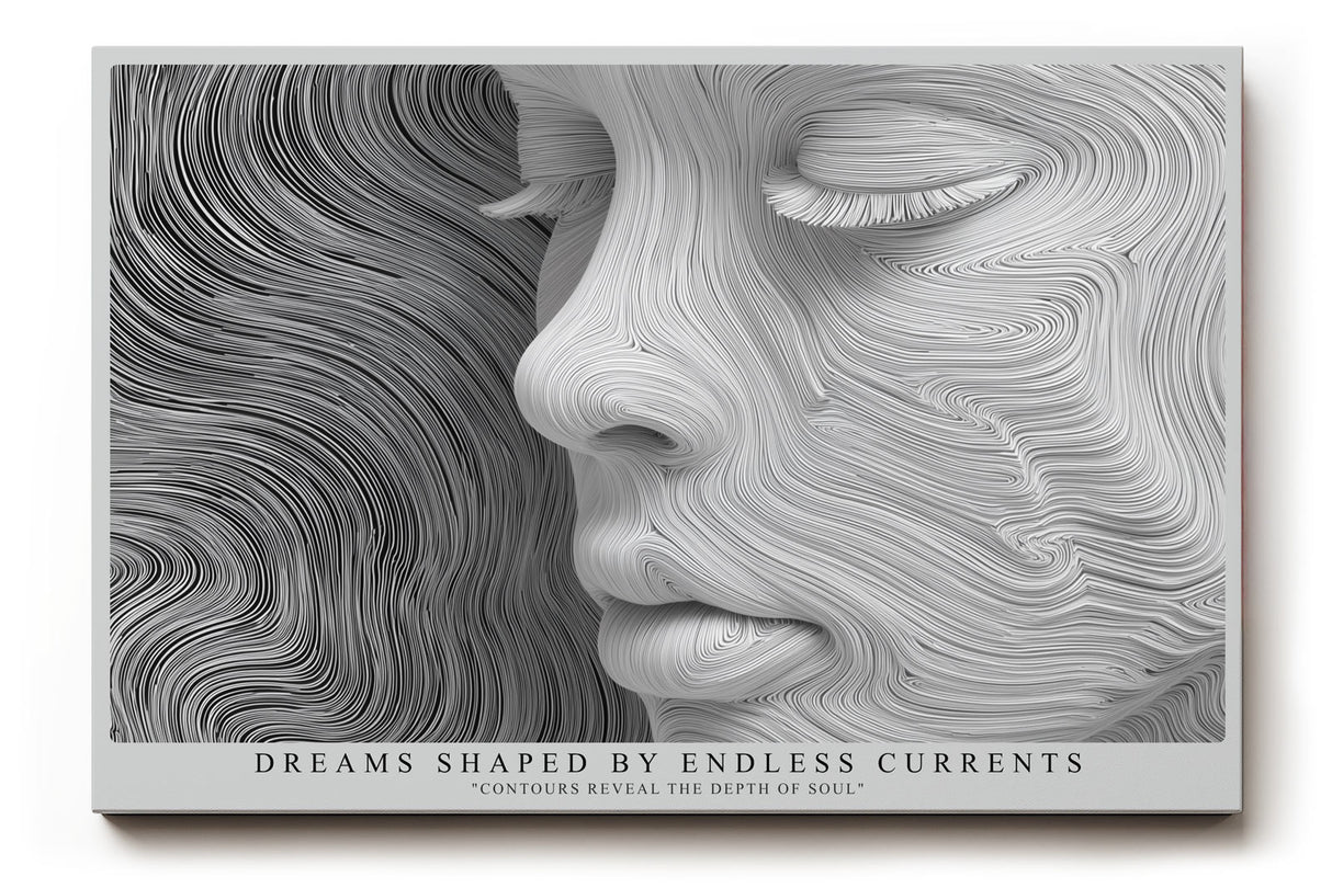 Paul Sinus Wandbild Dreams Shaped by Endless Currents Abstract Portrait in Flowing Lines