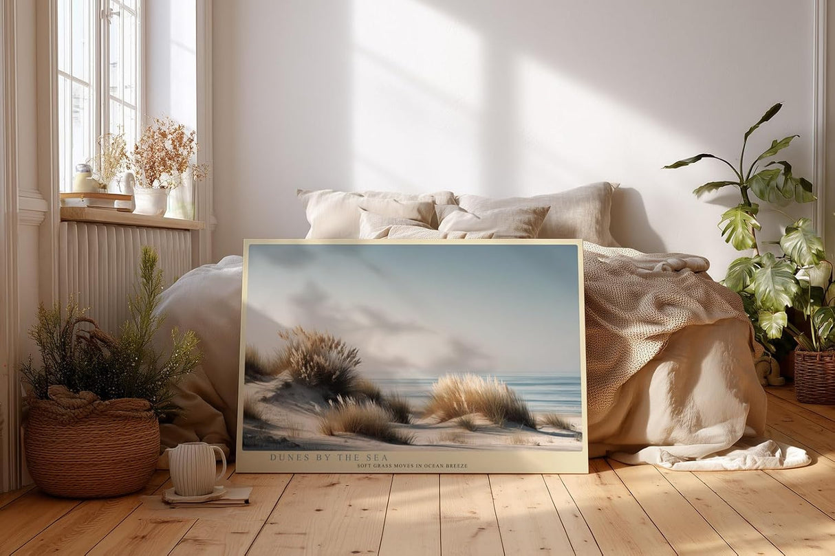 Paul Sinus Wandbild 120x80cm Dünenlandschaft Meer Strandgras ruhige Küste minimalistische Naturkunst moderne Strand