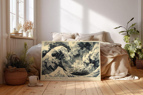 Paul Sinus Wandbild 120x80cm Dunkle Meereswelle in Bewegung – Dramatische Ozean Kunst mit Sturmwellen und klassischer Illustration