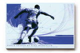 Paul Sinus Wandbild 120x80cm Dynamischer Fussballspieler moderne Sportkunst in Blau