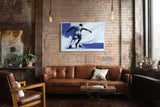 Paul Sinus Wandbild 120x80cm Dynamischer Fussballspieler moderne Sportkunst in Blau