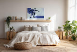 Paul Sinus Wandbild 120x80cm Dynamischer Fussballspieler moderne Sportkunst in Blau