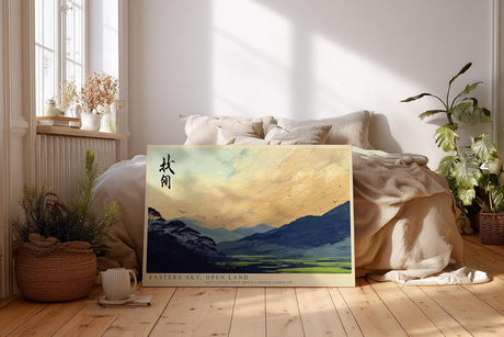 Paul Sinus Wandbild 120x80cm Eastern Sky Open Land Asiatische Landschaft Kunst mit Bergen und Himmel fuer Wohnzimmer Schlafzimmer und Büro
