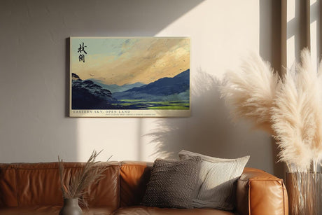 Paul Sinus Wandbild 120x80cm Eastern Sky Open Land Asiatische Landschaft Kunst mit Bergen und Himmel fuer Wohnzimmer Schlafzimmer und Büro